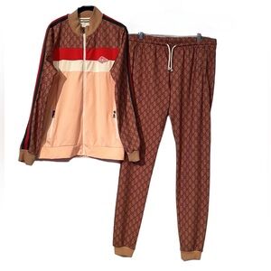 ➰Gucci Style GG Print Technical Jersey Track Jacket and Pants ➰